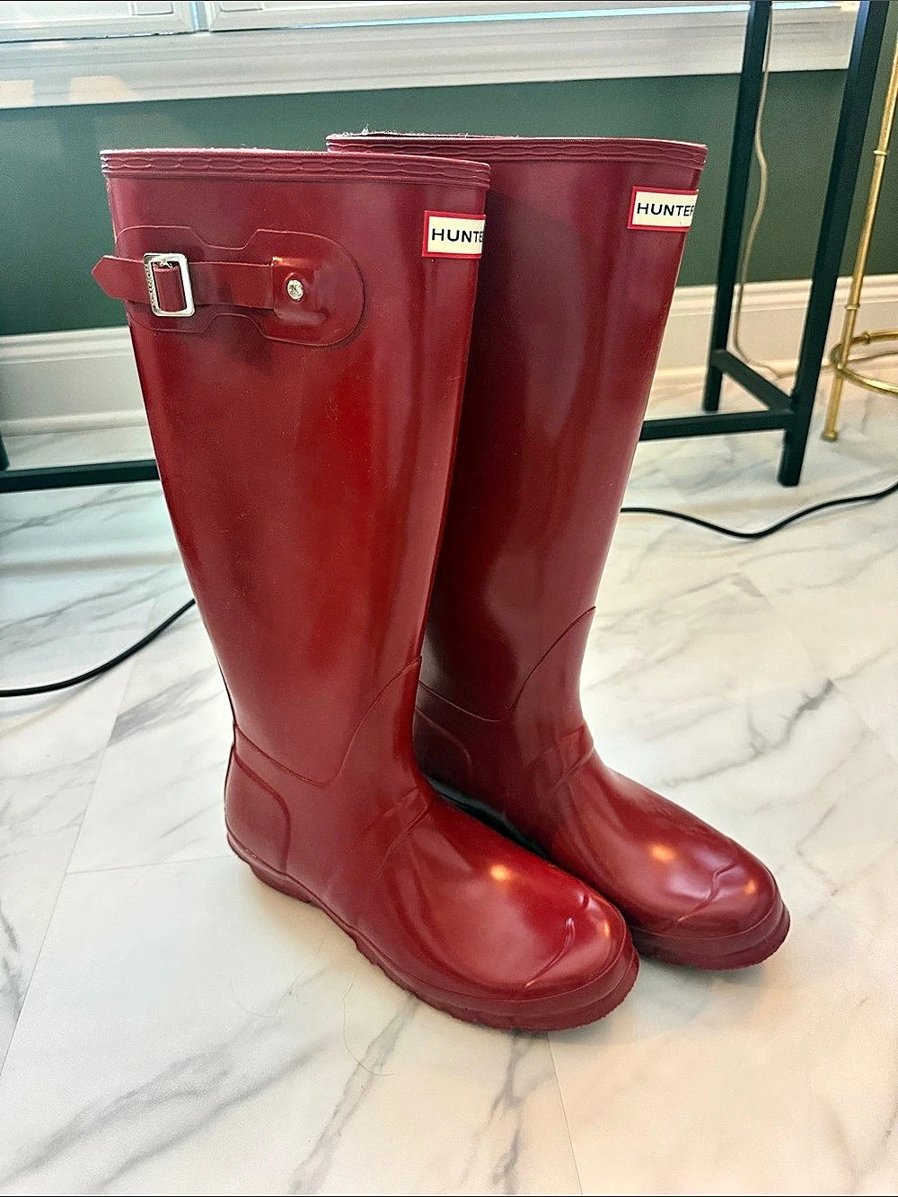 Hunter Original Tall Gloss Rain Boots Red US 10